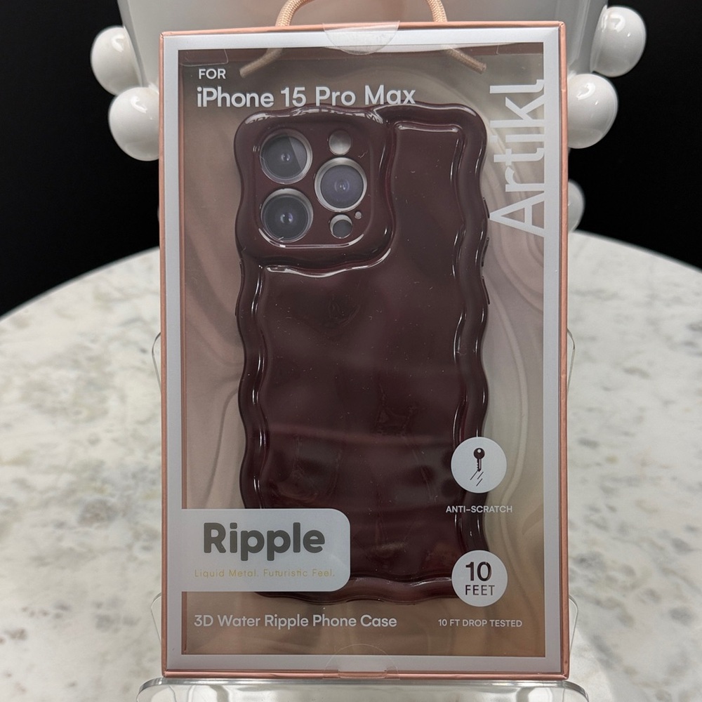 Ripple 3D Water Ripple Phone Case for iPhone 15 Pro Max - Purple